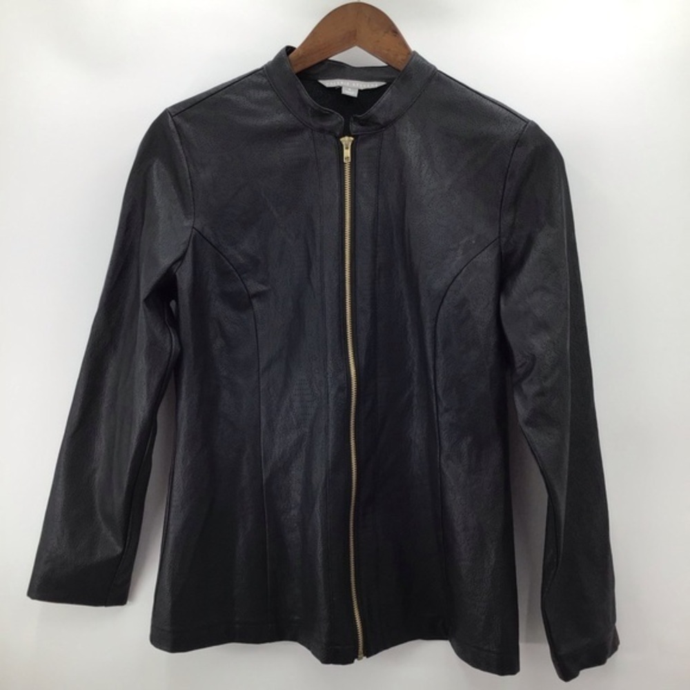 Valerie Stevens Black Leather Jacket with Gold Zipper